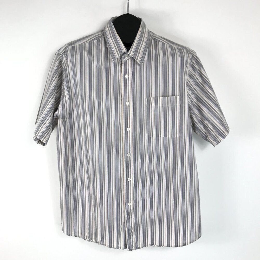 Eddie Bauer Vintage Wash Button Up Shirt Men's XL Striped 100% Cotton Outdoor